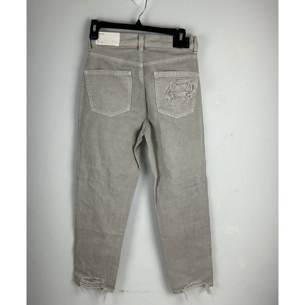 NEW American Eagle Jeans Womens 2 26x25 Mom Jean Distressed Denim Gray Cotton